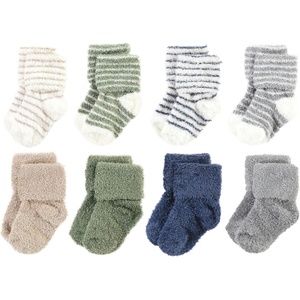 image:imageHudson Baby Baby 8pack Cotton Rich Newborn and Terry SocksGreen Blue Stripe