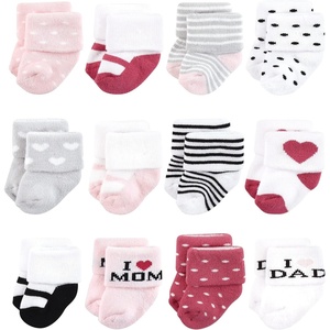 image:imageHudson Baby Baby 8pack Cotton Rich Newborn and Terry SocksMom and Dad Girl Pink Black 12pack