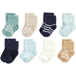 image:imageHudson Baby Baby 8pack Cotton Rich Newborn and Terry SocksNavy Mint Stripe