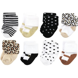 image:imageHudson Baby Baby 8pack Cotton Rich Newborn and Terry SocksNeutral Leopard