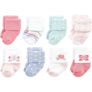 image:imageHudson Baby Baby 8pack Cotton Rich Newborn and Terry SocksPastel Butterfly
