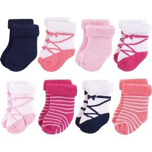 image:imageHudson Baby Baby 8pack Cotton Rich Newborn and Terry SocksPink Ballet