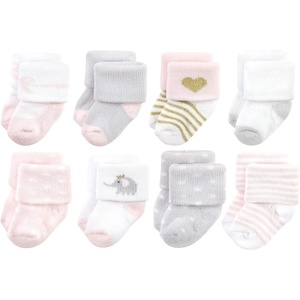 image:imageHudson Baby Baby 8pack Cotton Rich Newborn and Terry SocksPink Gray Elephant