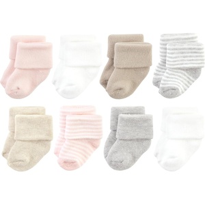 image:imageHudson Baby Baby 8pack Cotton Rich Newborn and Terry SocksPink Gray Stripe