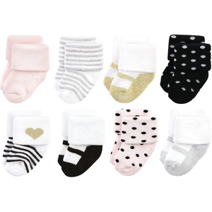 image:imageHudson Baby Baby 8pack Cotton Rich Newborn and Terry SocksSilver Gold Pink