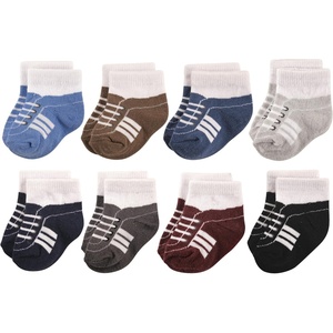 image:imageHudson Baby Baby 8pack Cotton Rich Newborn and Terry SocksSneaker Navy Gray