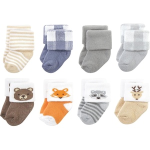 image:imageHudson Baby Baby 8pack Cotton Rich Newborn and Terry SocksWoodland