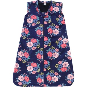 image:imageHudson Baby Infant Girls Long Sleeve Plush Faux Fur Sleeping Bag Wearable BlanketNavy Bold Floral