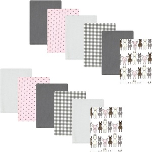 image:imageHudson Baby Unisex Baby Cotton Poly Flannel Burp Cloths Bundle Teddy Bears One SizeFarm Friends Pink