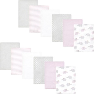 image:imageHudson Baby Unisex Baby Cotton Poly Flannel Burp Cloths Bundle Teddy Bears One SizeLilac Elephants