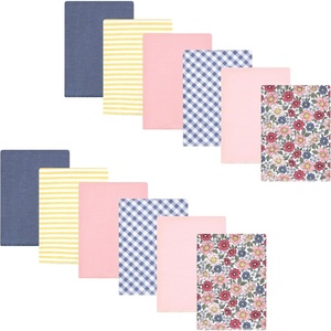 image:imageHudson Baby Unisex Baby Cotton Poly Flannel Burp Cloths Bundle Teddy Bears One SizePink Blue Pretty Floral
