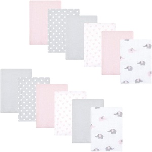 image:imageHudson Baby Unisex Baby Cotton Poly Flannel Burp Cloths Bundle Teddy Bears One SizePink Gray Elephant