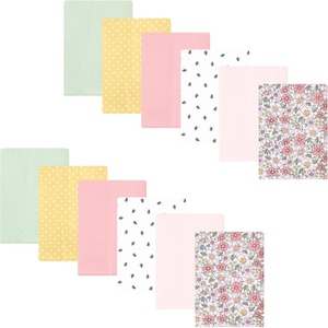 image:imageHudson Baby Unisex Baby Cotton Poly Flannel Burp Cloths Bundle Teddy Bears One SizePink Yellow Pretty Floral