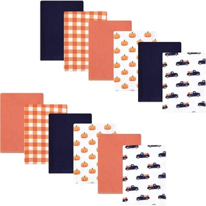 image:imageHudson Baby Unisex Baby Cotton Poly Flannel Burp Cloths Bundle Teddy Bears One SizePumpkin Truck