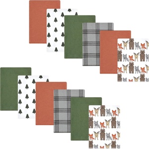 image:imageHudson Baby Unisex Baby Cotton Poly Flannel Burp Cloths Bundle Teddy Bears One SizeWild Forest