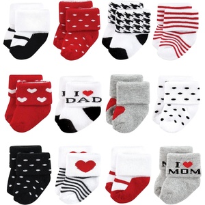 image:imageTouched by Nature Unisex Baby Organic Cotton BodysuitsMom and Dad Girl Red Black 12pack
