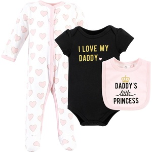 image:imageHudson Baby Unisex Cotton Sleep and Play Bodysuit and Bandana Bib SetDaddys Little Princess