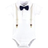 image:imageHudson Baby Infant Boy Cotton Bodysuits Beige Navy Suspender 1218 Months