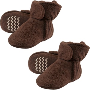 image:imageHudson Baby Cozy Warm Toddler Slipper Booties with Non Skid Bottom  Casual SlippersBrown Fleece