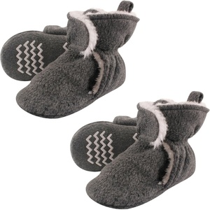 image:imageHudson Baby Cozy Warm Toddler Slipper Booties with Non Skid Bottom  Casual SlippersHeather Charcoal Sherpa