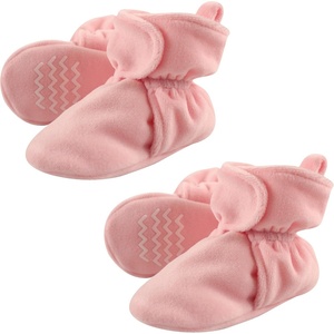 image:imageHudson Baby Cozy Warm Toddler Slipper Booties with Non Skid Bottom  Casual SlippersLight Pink Velour