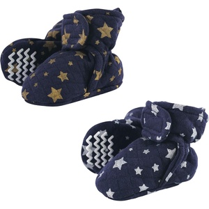 image:imageHudson Baby Cozy Warm Toddler Slipper Booties with Non Skid Bottom  Casual SlippersMetallic Stars