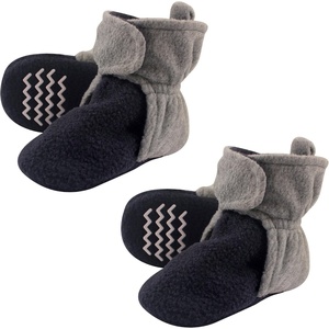 image:imageHudson Baby Cozy Warm Toddler Slipper Booties with Non Skid Bottom  Casual SlippersNavy and Gray Fleece
