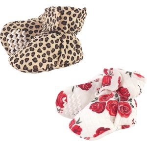 image:imageHudson Baby Cozy Warm Toddler Slipper Booties with Non Skid Bottom  Casual SlippersRose Leopard