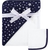 image:imageHudson Baby Unisex Baby Cotton Hooded Towel and Washcloth Forest Animals One SizeNavy Silver Star