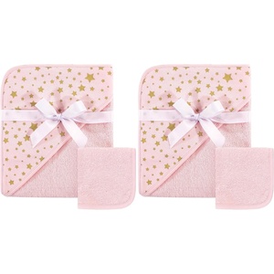 image:imageHudson Baby Unisex Baby Cotton Hooded Towel and Washcloth Forest Animals One SizeRosa Goldener Stern