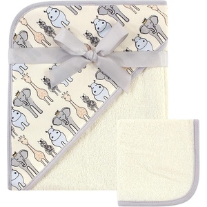 image:imageHudson Baby Unisex Baby Cotton Hooded Towel and Washcloth Forest Animals One SizeRoyal Safari