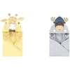 image:imageHudson Baby Boy Animal Face Hooded Towel 2Pack Cow RoosterBowtie Giraffe Winter Moose