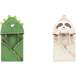 image:imageHudson Baby Boy Animal Face Hooded Towel 2Pack Cow RoosterDinosaur Sloth