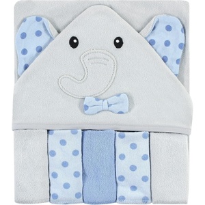 image:imageHudson Baby Unisex Baby Hooded Towel and Five Washcloths Gray Pink Elephant One SizeBlue Dots Gray Elephant