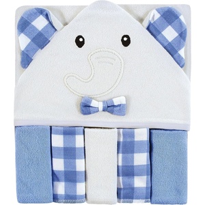 image:imageHudson Baby Unisex Baby Hooded Towel and Five Washcloths Gray Pink Elephant One SizeGingham Elephant