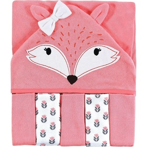 image:imageHudson Baby Unisex Baby Hooded Towel and Five Washcloths Gray Pink Elephant One SizeGirl Fox