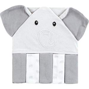 image:imageHudson Baby Unisex Baby Hooded Towel and Five Washcloths Gray Pink Elephant One SizeGray Elephant