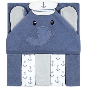 image:imageHudson Baby Unisex Baby Hooded Towel and Five Washcloths Gray Pink Elephant One SizeSailor Elephant