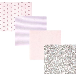 image:imageHudson Baby Unisex Baby Cotton Polyester Flannel Receiving Blankets 4Pack Wispy Wild Flower Bunny One SizeOutline Floral Soft Pink