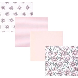 image:imageHudson Baby Unisex Baby Cotton Polyester Flannel Receiving Blankets 4Pack Wispy Wild Flower Bunny One SizePink Mint Floral