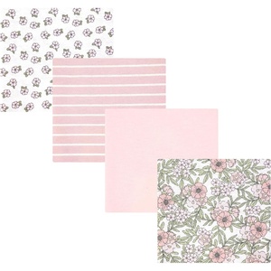 image:imageHudson Baby Unisex Baby Cotton Polyester Flannel Receiving Blankets 4Pack Wispy Wild Flower Bunny One SizeSoft Pink Floral