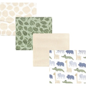 image:imageHudson Baby Unisex Baby Cotton Polyester Flannel Receiving Blankets 4Pack Wispy Wild Flower Bunny One SizeWild Leaf Safari
