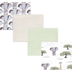 image:imageHudson Baby Unisex Baby Cotton Polyester Flannel Receiving Blankets 4Pack Wispy Wild Flower Bunny One SizeWild Safari Adventures