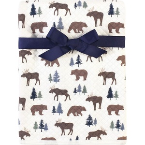 image:imageHudson Baby Unisex Baby Quilted MultiPurpose Swaddle Receiving Stroller Blanket Moose Bear 1Pack One SizeMoose Bear 1pack