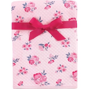 image:imageHudson Baby Unisex Baby Quilted MultiPurpose Swaddle Receiving Stroller Blanket Moose Bear 1Pack One SizePink Navy Floral 1pack