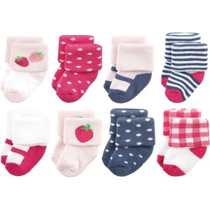image:imageHudson Baby Baby 8pack Cotton Rich Newborn and Terry SocksPink Strawberry