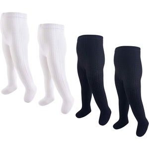 image:imageHudson Baby Girls Cotton Tights 4 PackBlack White Cableknit