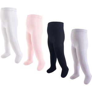 image:imageHudson Baby Girls Cotton Tights 4 PackLight Pink Black Cableknit