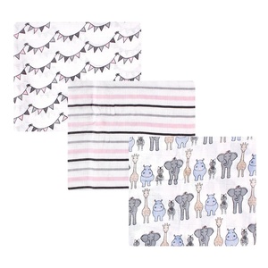 image:imageHudson Baby Unisex Baby Cotton Muslin Swaddle Blankets Blue Sheep 2PackPink Gray Safari