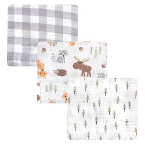 image:imageHudson Baby Unisex Baby Cotton Muslin Swaddle Blankets Blue Sheep 2PackWoodland 3pack